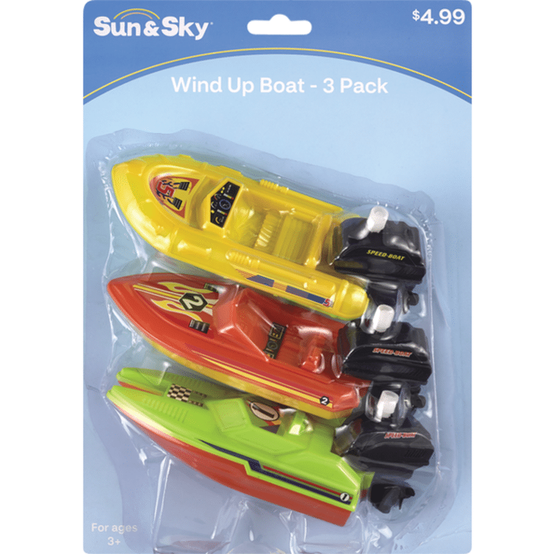 Sun & Sky Wind Up Toy Speed Motor Boats for Bath & Swimming Pool