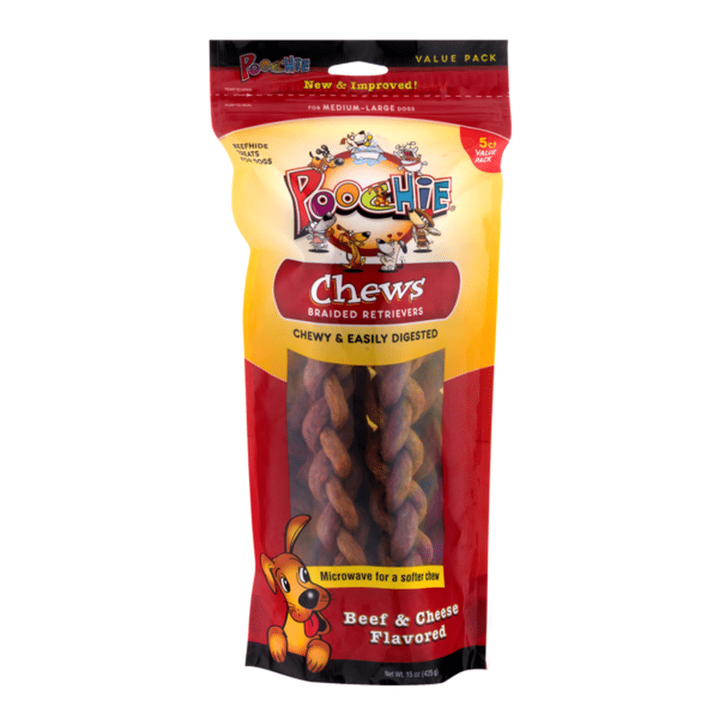 Poochie Pets Chews Braided Retrievers Beef & Cheese Flavored (15 oz) from Giant Food Instacart