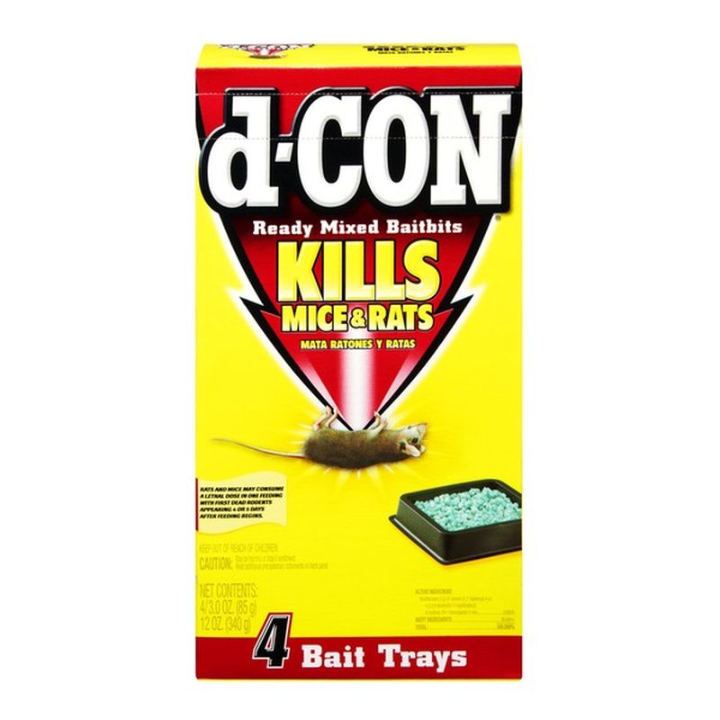 dCON Ready Mixed Baitbits Kills Mice & Rats Bait Trays 4 CT (12 oz