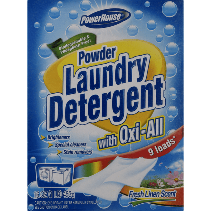 PowerHouse Laundry Detergent Powder, Fresh Linen Scent, With OxiAll