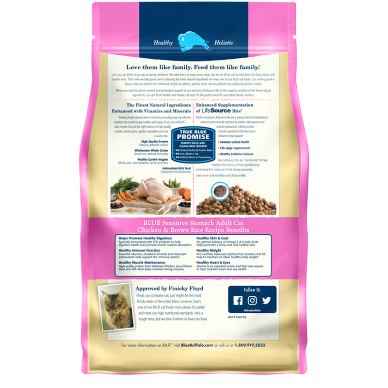 Blue Buffalo Sensitive Stomach Natural Adult Dry Cat Food, Chicken ...