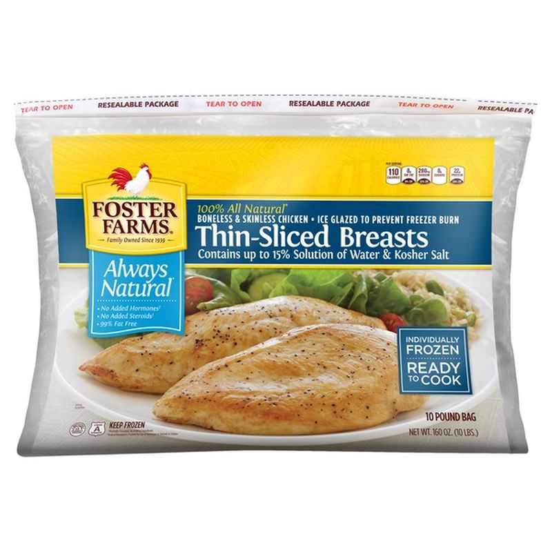 Foster Farms Boneless Skinless Thin Sliced Chicken Breast (10 lb) from