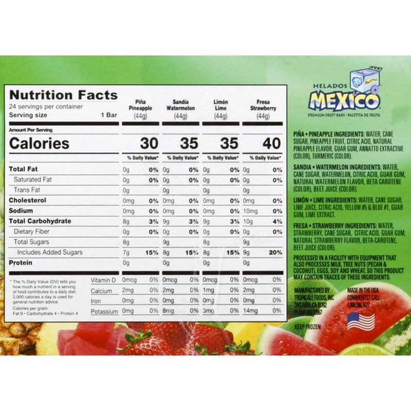 Helados Mexico Fruit Bars, Frozen, Quiescently (24 each) Instacart