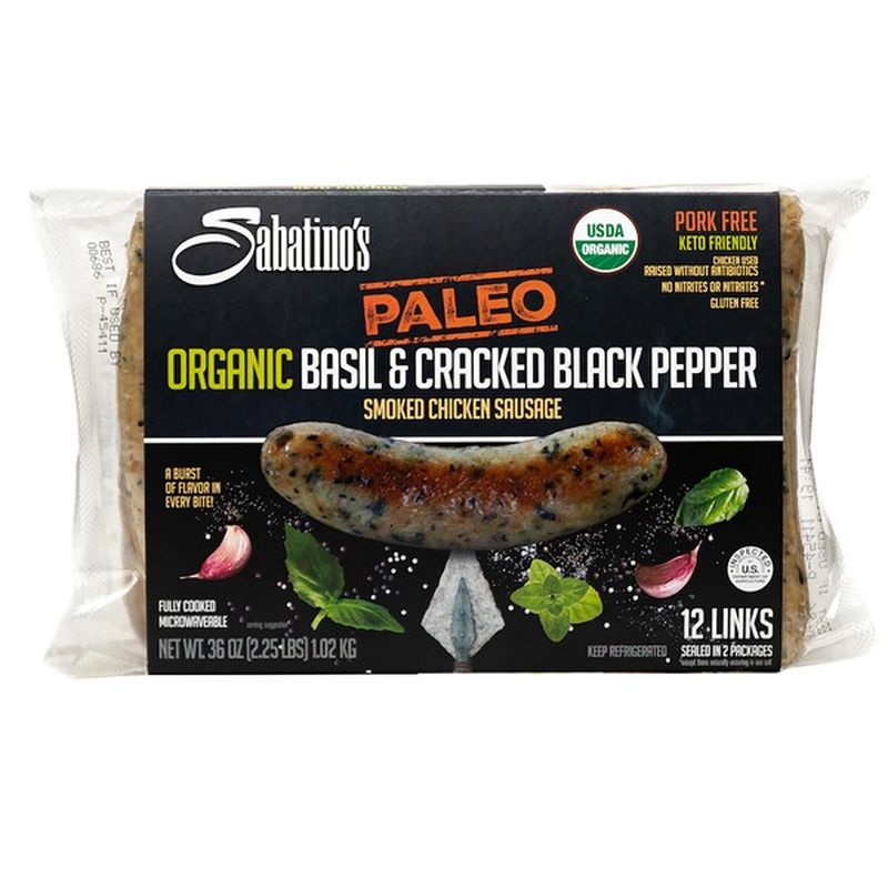 Sabatino's Paleo Organic Sweet Basil Chicken Sausage, 36 oz