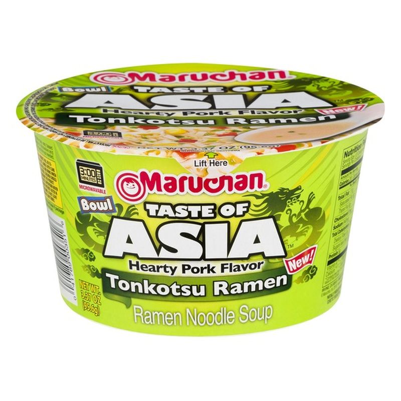 Maruchan Ramen Noodle Soup, Tonkotsu, Hearty Pork Flavor, Bowl (3.37 oz