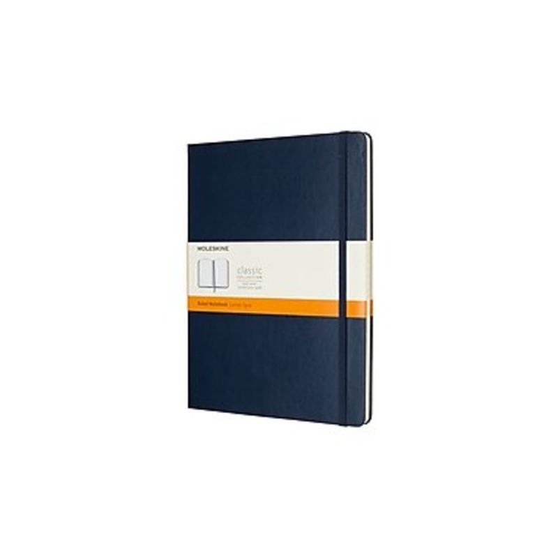 Moleskine 855129 7.5" x 9.75" Wide Ruled 96-Sheet Sapphire Blue Hard Cover Classic Professional Notebook