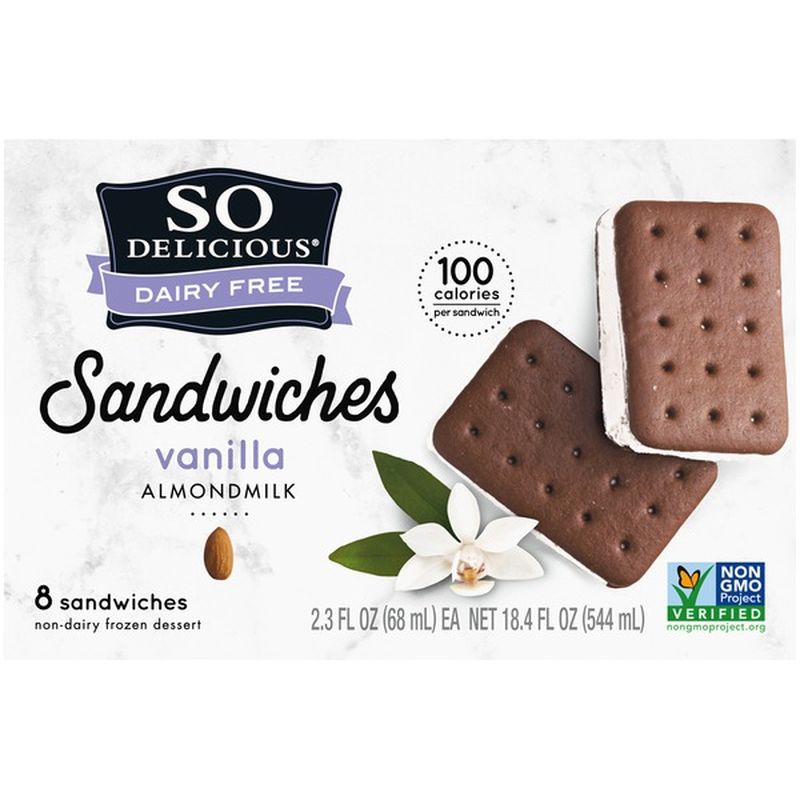 So Delicious Dairy Free Vanilla Almond Milk Frozen Dessert Sandwich (8