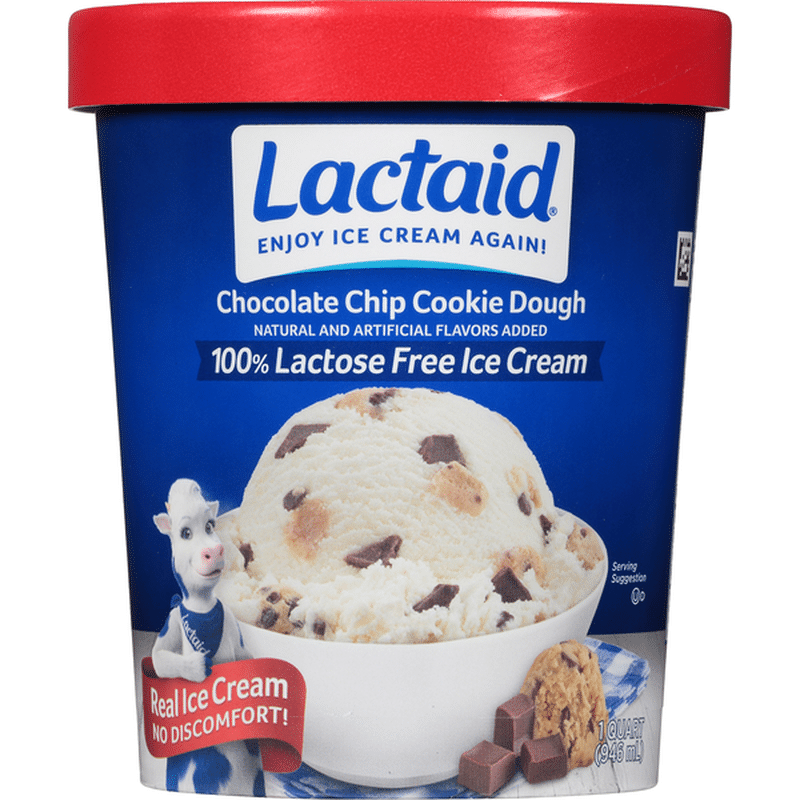 Lactaid Ice Cream, 100 Lactose Free, Chocolate Chip Cookie Dough (1 qt