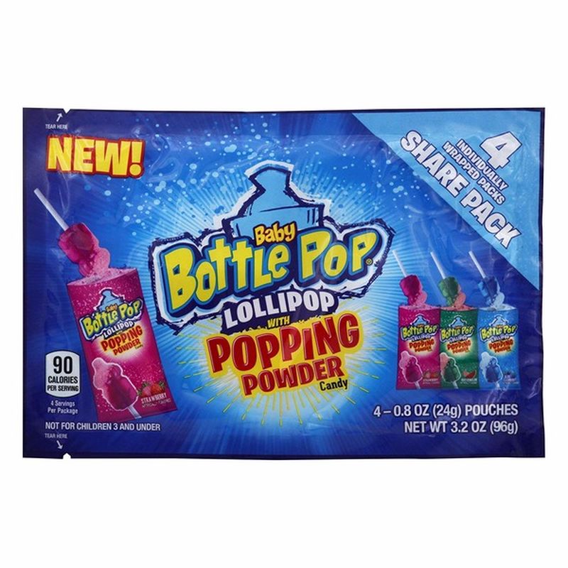 Baby Bottle Pop Candy W Popping Powder Lollipop Share Packs Blue Raspberry Watermelon Strawberry Flavor 0 06 Lb Instacart