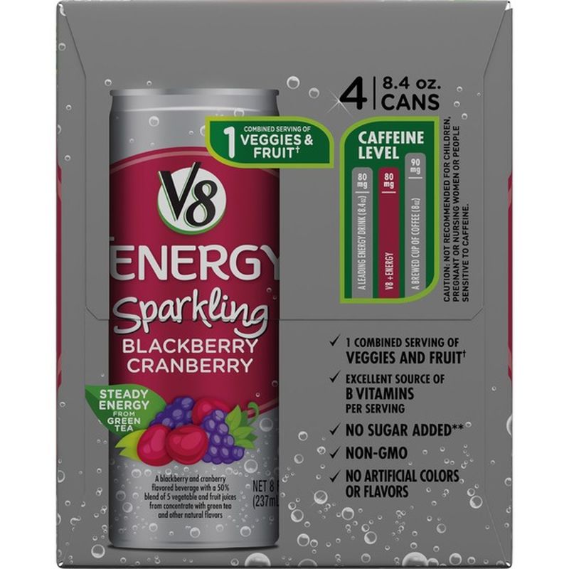 V8® Sparkling Healthy Energy Drink, Natural Energy from Tea, Blackberry