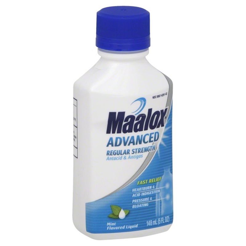 Maalox Antacid & Antigas, Regular Strength, Mint Flavored Liquid (5 oz ...