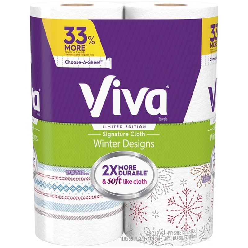 Viva Signature Winter Designs ChooseASheet Big Roll Paper Towels (2