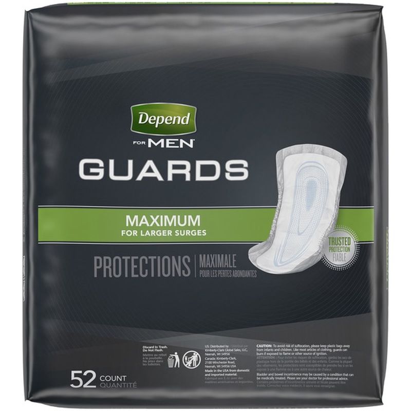 Depend Incontinence Guards For Men Maximum Absorbency Packaging May Vary 52 Ct Instacart