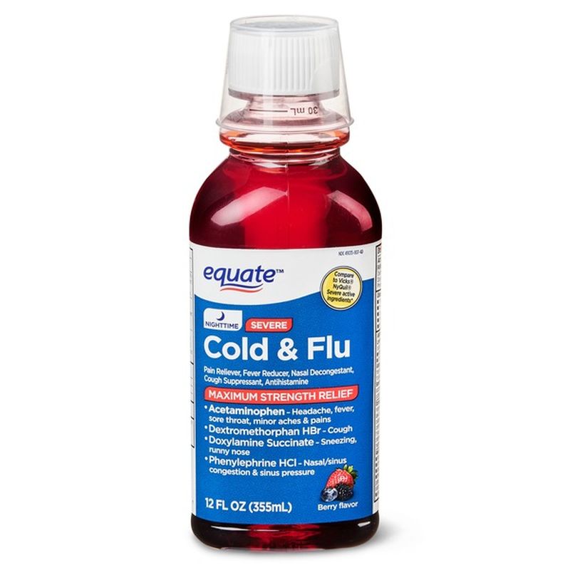 Equate Cold And Flu Nighttime Severe Maximum Strength Relief Berry