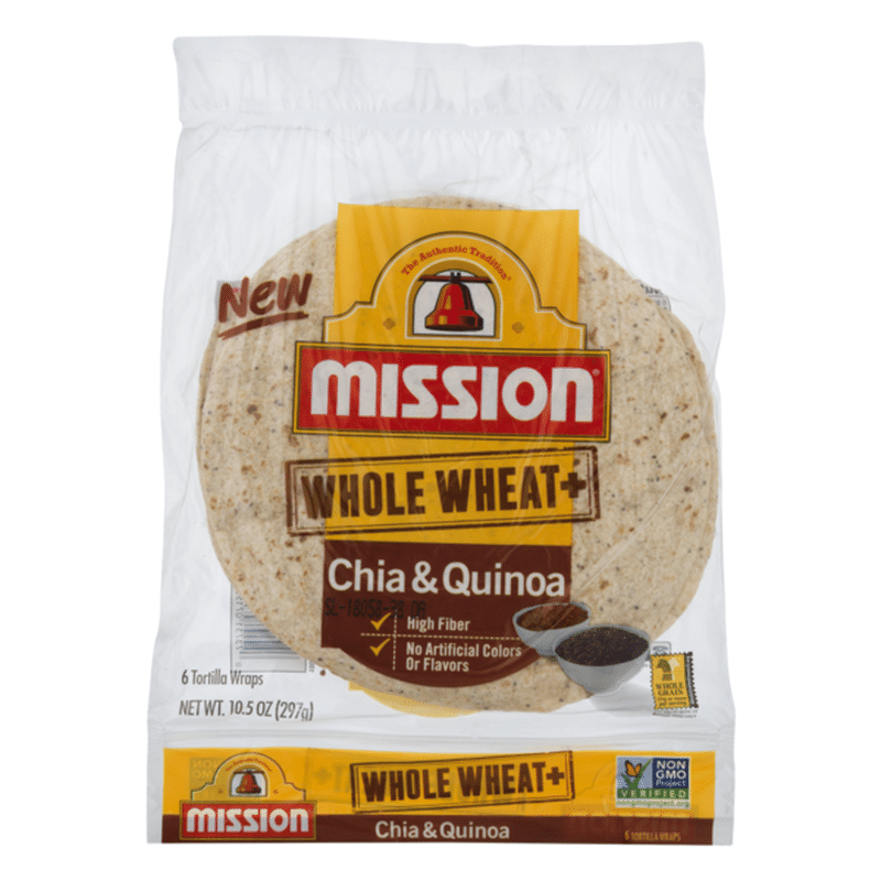Mission Tortilla Wraps Whole Wheat+ Chia & Quinoa (10.5 oz) from