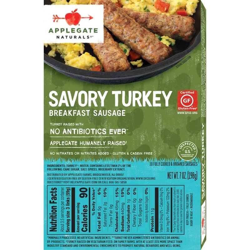 Applegate Naturals Savory Turkey Breakfast Sausage (10 ct) Instacart