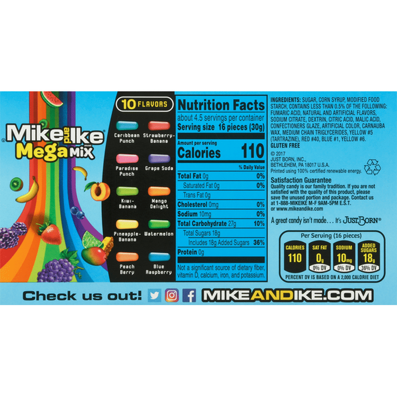 MIKE AND IKE Candies, Mega Mix, 10 Flavors (5 oz) Instacart