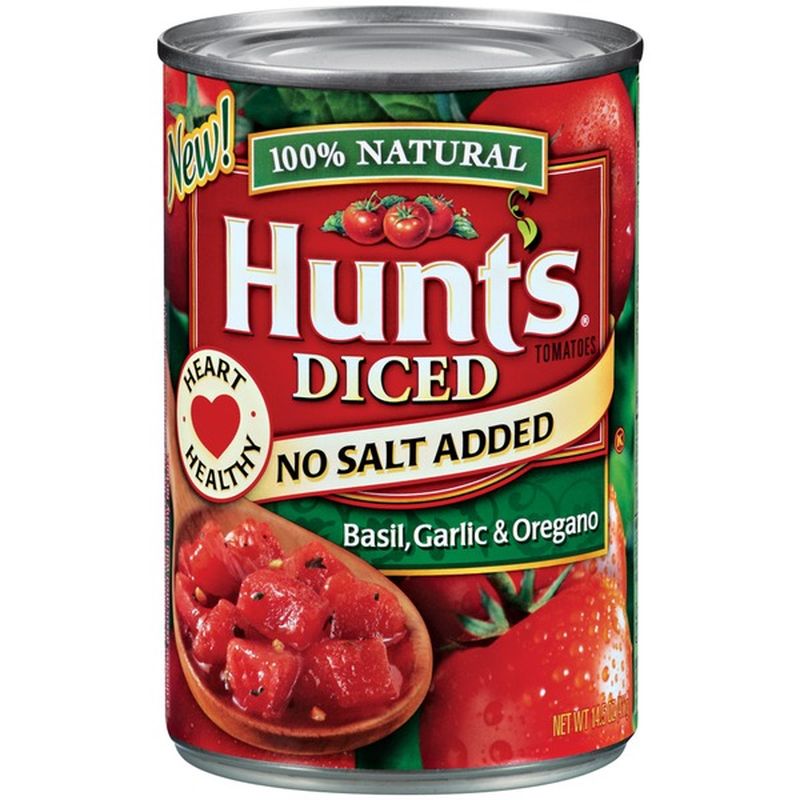 Hunt's Diced Tomatoes With Basil Garlic And Oregano No Salt Added (14.5