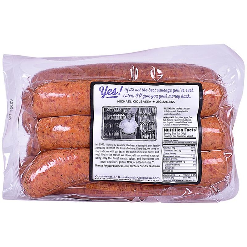 Kiolbassa Roasted Garlic Sausage (each) - Instacart