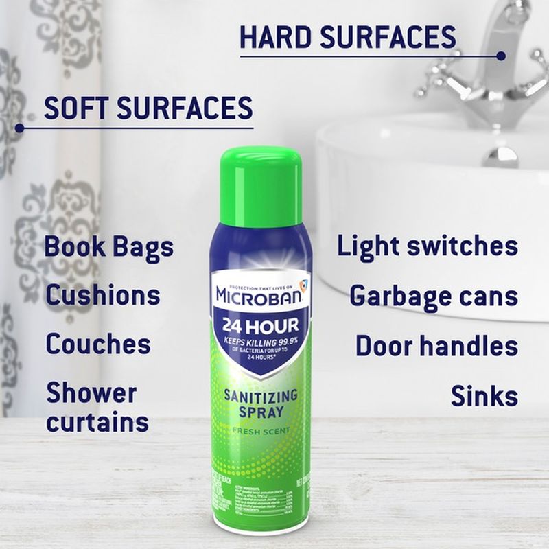 Microban 24 Hour Disinfectant Sanitizing Spray, Fresh Scent (15 oz