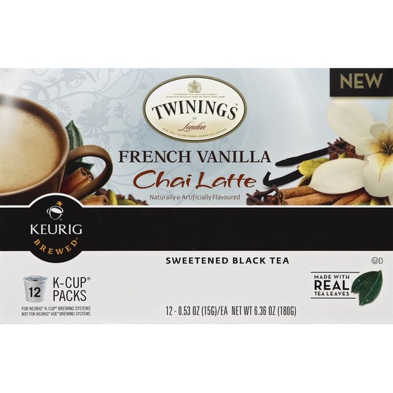 Twinings Black Tea, Sweetened, French Vanilla Chai Latte, KCup Packs