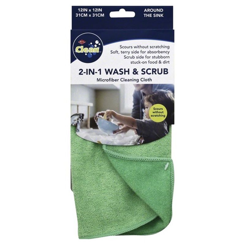 Ritz Microfiber Cleaning Cloth, 2in1 Wash & Scrub, 12 x 12 in, Sleeve