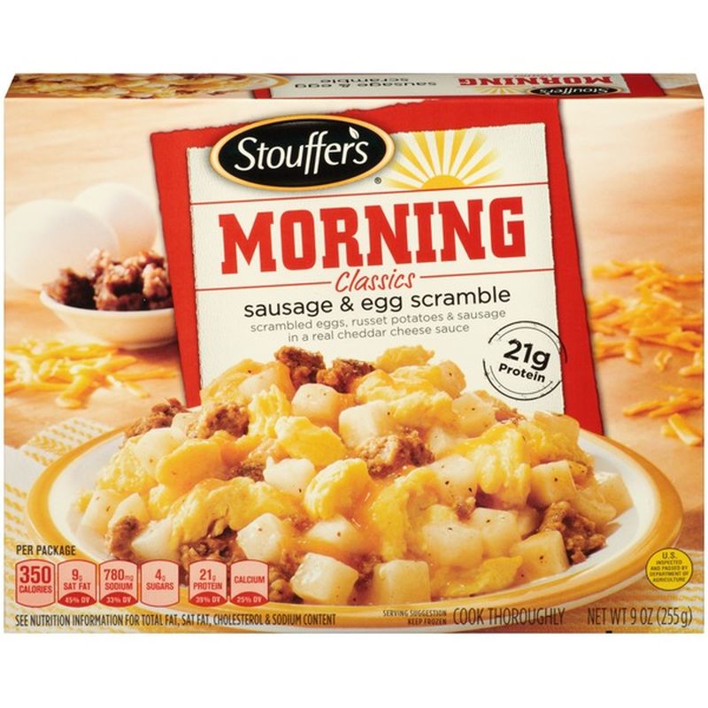 Stouffer S Morning Classics Scrambled Eggs Russet Potatoes Sausage In A Real Cheddar Cheese Sauce Sausage Egg Scamble 9 Oz Instacart