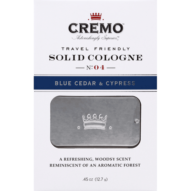 cremo blue cedar and cypress solid cologne