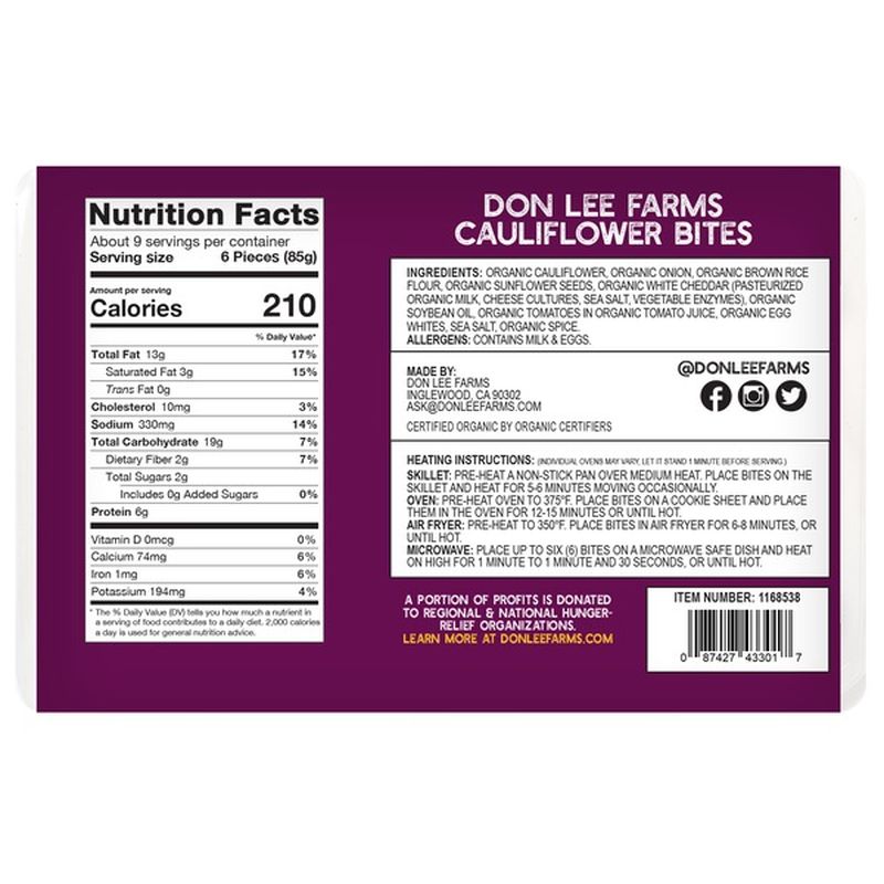 Don Lee Org Cauliflower Bite, 1.75 lbs
