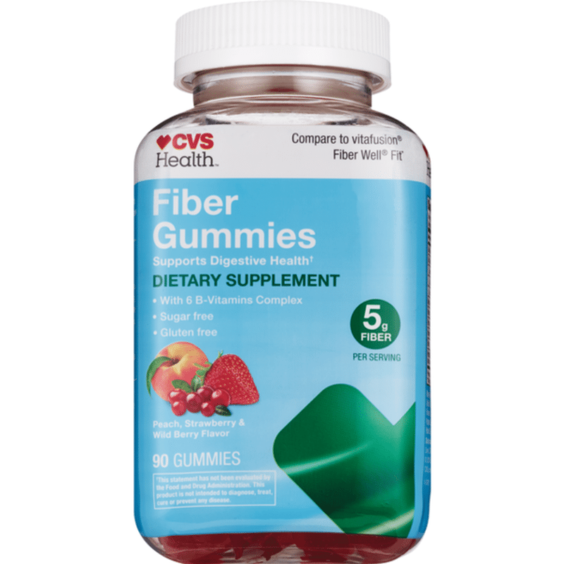 CVS Health Fiber Gummies, Peach, Strawberry & Wild Berry (90 each ...