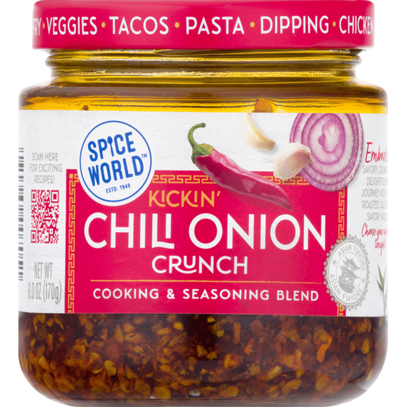 Spice World Cooking & Seasoning Blend, Kickin' Chili Onion Crunch (6 oz