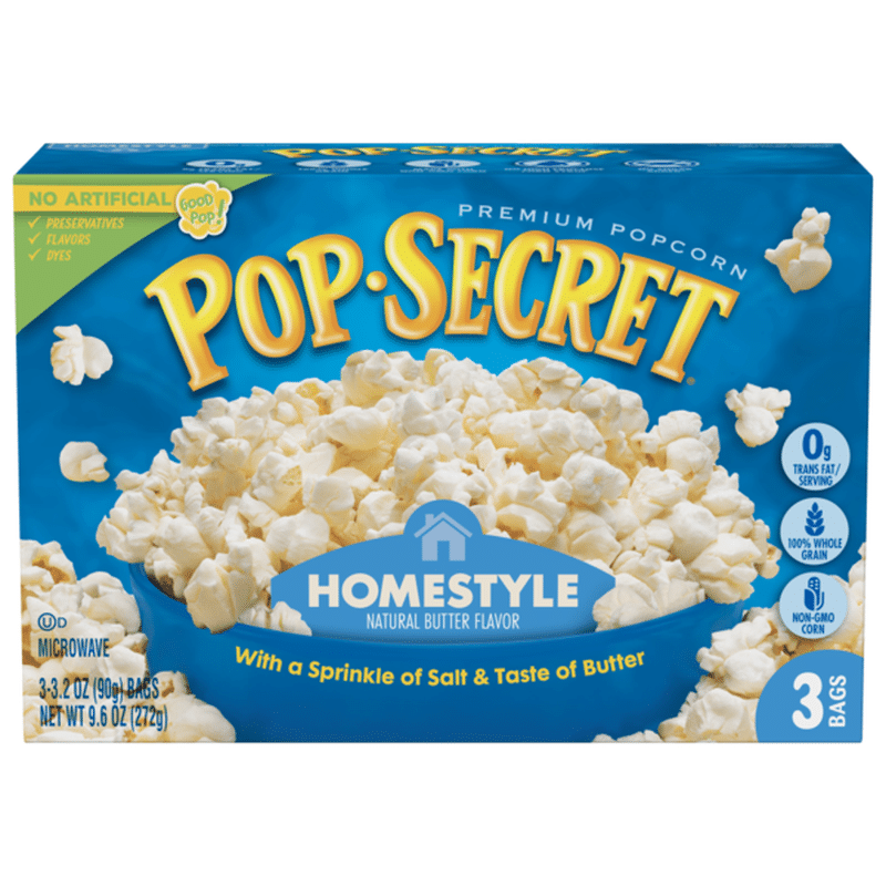Pop Secret Popcorn, Premium, Homestyle, Natural Butter Flavor (9.6 oz
