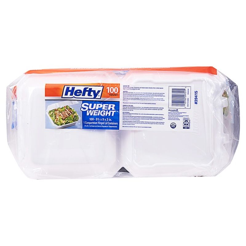 Hefty 1 Compartment Hinged Lid Foam Containers (100 ct) from Costco