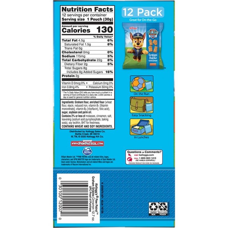 Kellogg's PAW Patrol Graham Snacks Cinnamon (12.7 oz) Instacart