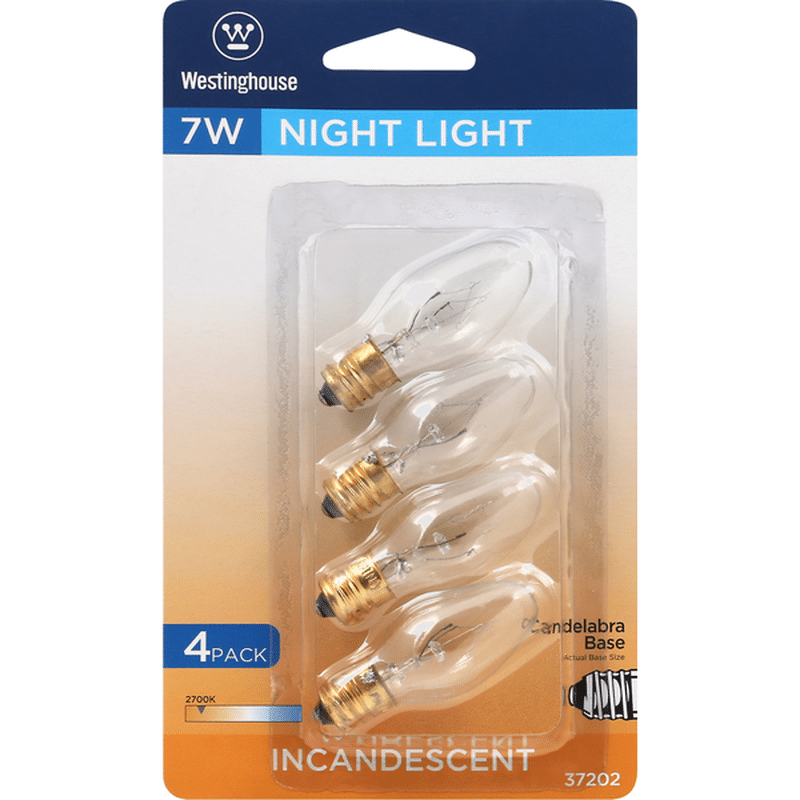 Westinghouse Light Bulbs, Incandescent, Night Light, 7 Watts, 4 Pack (4