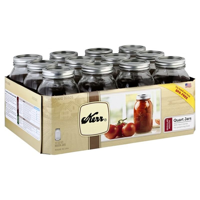 Kerr Mason Jars, Regular Mouth, Quart (12 ct) from Walmart Instacart