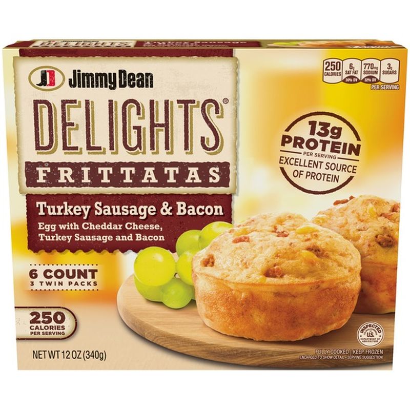 Jimmy Dean Delights Turkey Sausage and Bacon Frittatas, Frozen (2 ct ...