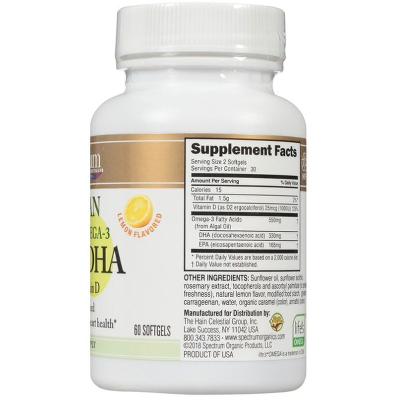Spectrum Lemon Flavored Vegan Ultra Omega3 EPA+DHA with Vitamin D