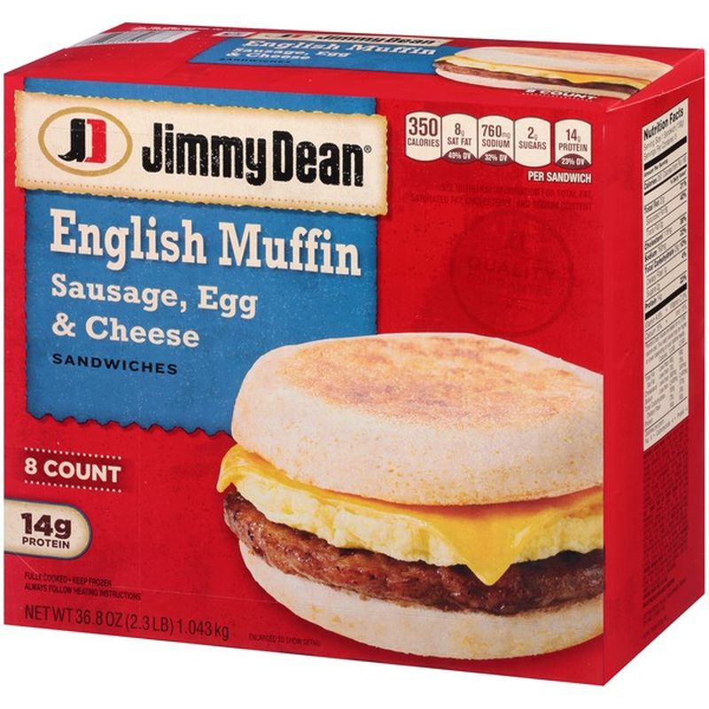 Jimmy Dean Sausage, Egg & Cheese English Muffin Sandwiches, Frozen (36.