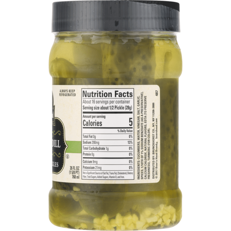 Boar's Head Kosher Dill Whole Pickles (26 fl oz) from Vons Instacart