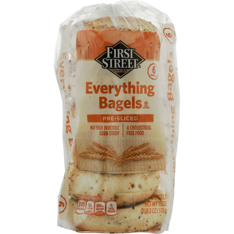 First Street Bagels, Everything, PreSliced (6 each) Instacart