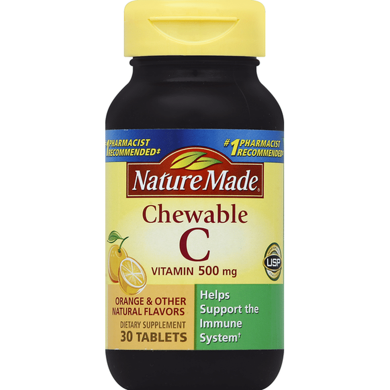 Nature Made Vitamin C, 500 mg, Chewable Tablets, Orange & Other Natural