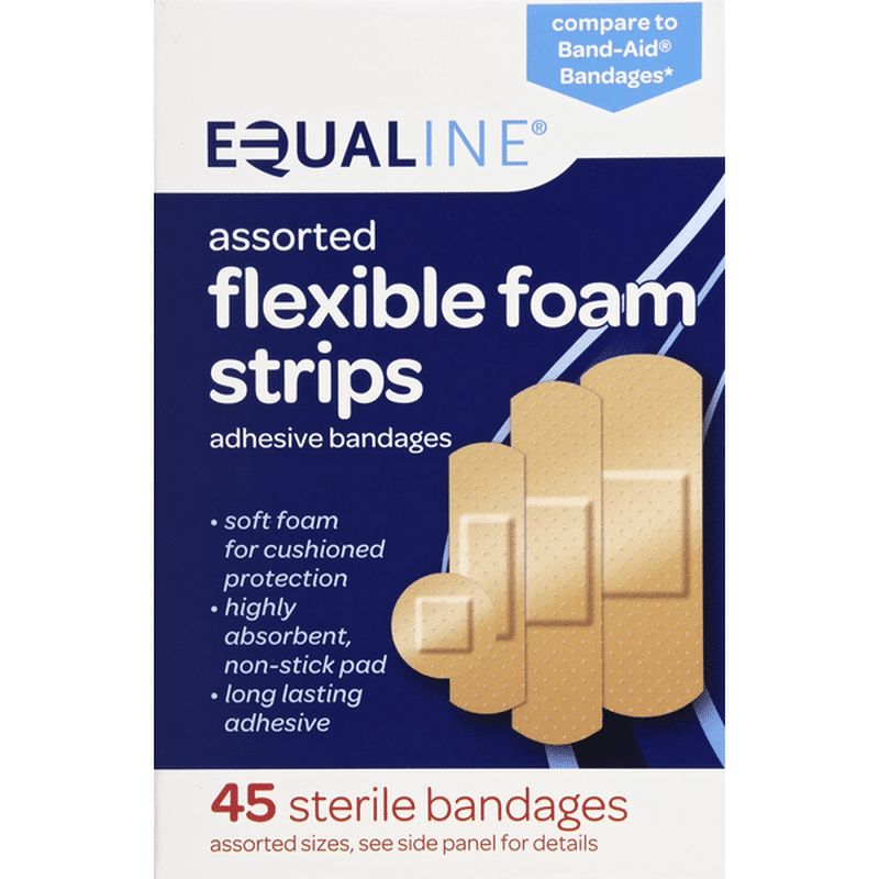 Equaline Bandages, Adhesive, Flexible Foam Strips, Assorted (45 each