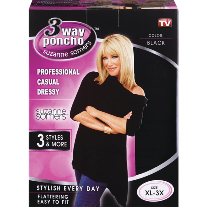 Hampto Sizes Extra Large to 3 Extra Large Black 3 Way Poncho