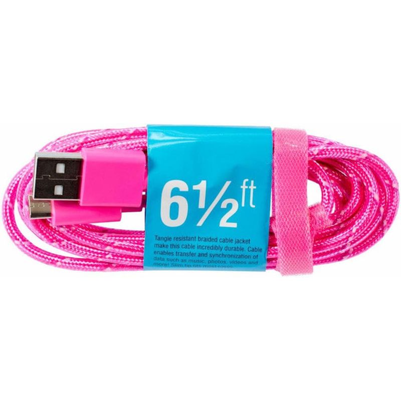 Cell Candy 6.5' Pink & Purple Braided Charge & Sync USB to Micro USB Cable