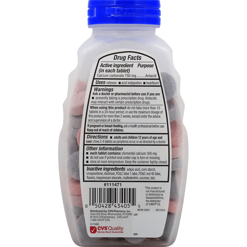 CVS Health Antacid, Extra Strength, 750 mg, Chewable Tablets, Assorted