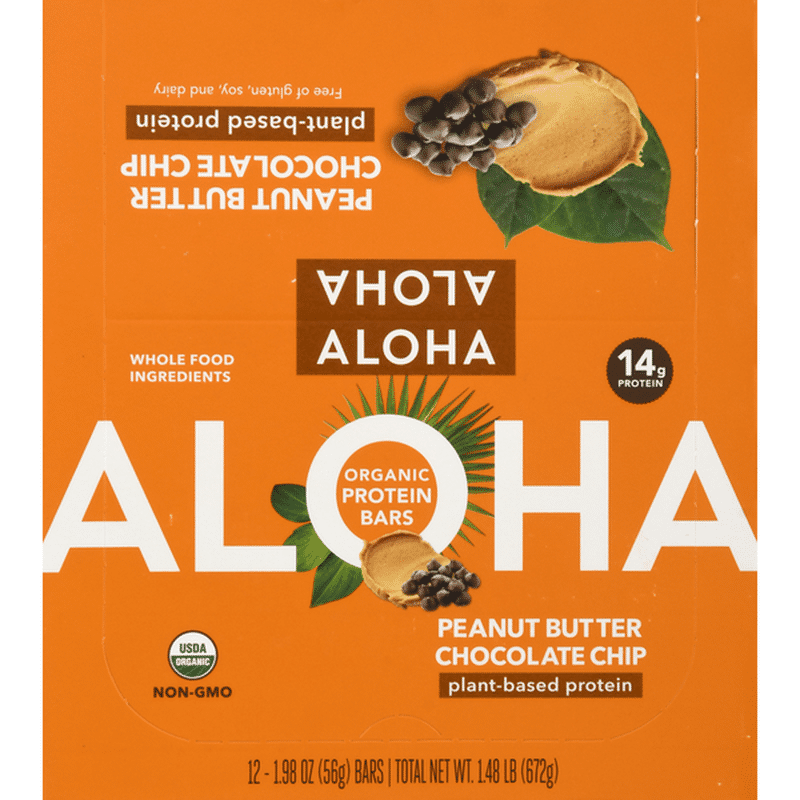 Aloha Protein Bar, Organic, Peanut Butter Chocolate Chip, 12 Pack (12