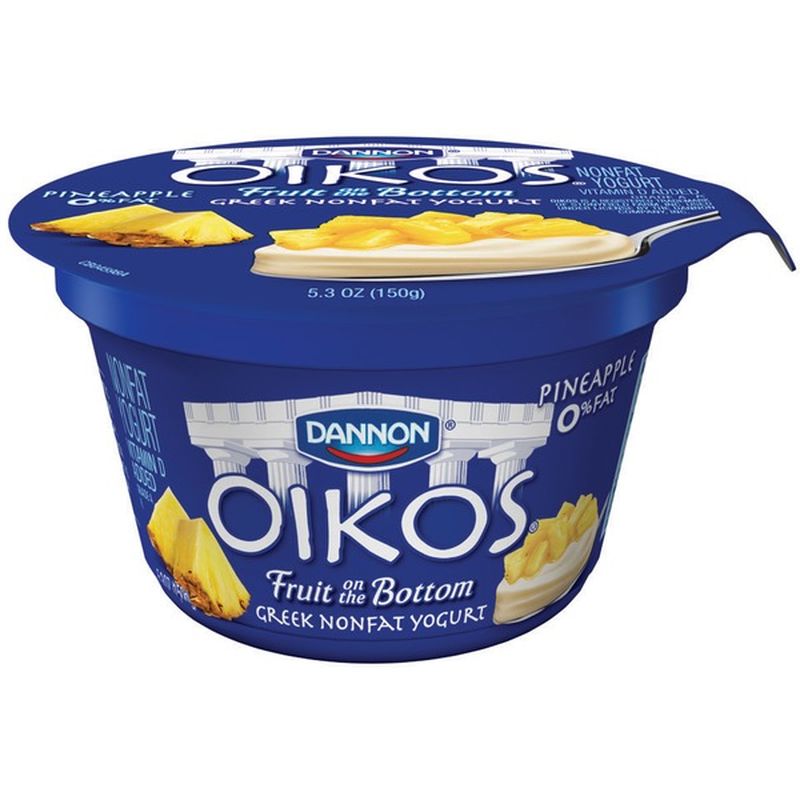 Dannon Oikos Single Serve Fruit on the Bottom Pineapple Nonfat Greek ...