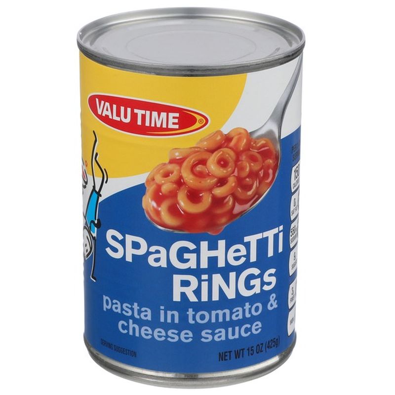 Valu Time Spaghetti Rings Pasta In Tomato &amp; Cheese Sauce (15 oz ...
