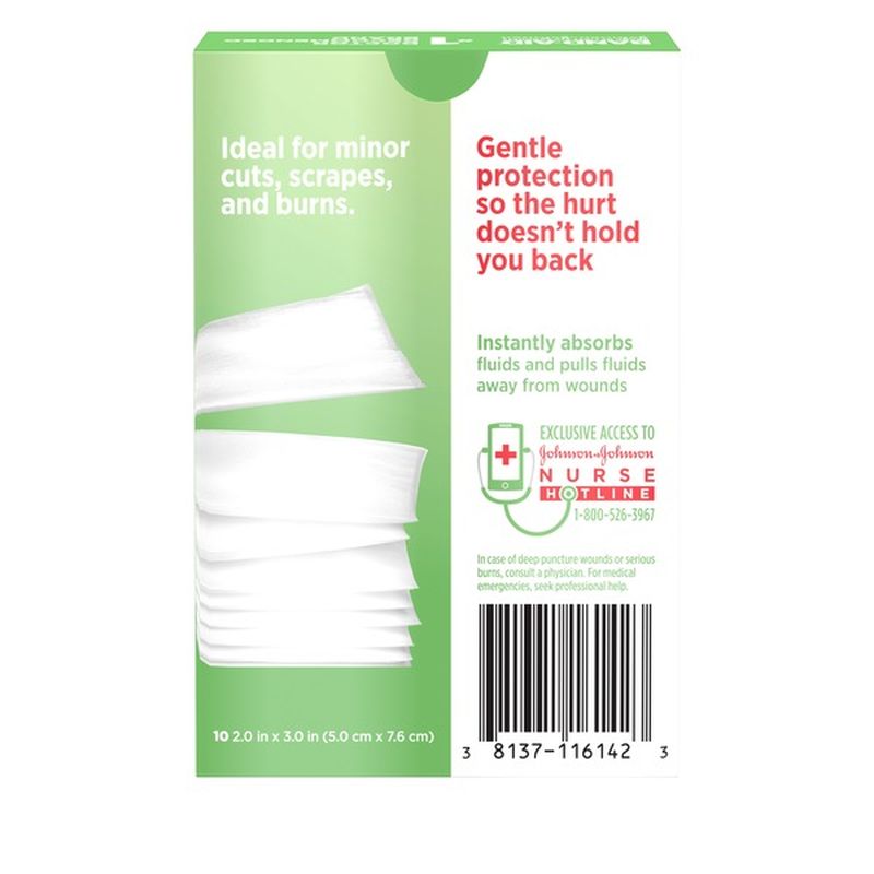 Johnson & Johnson Adhesive Bandages, Medium HurtFree NonStick Pads, 2